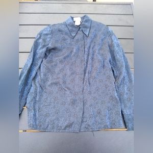 Vintage Steilmann Blue & Black Blouse, 1980s, Designed in Germany, Size …